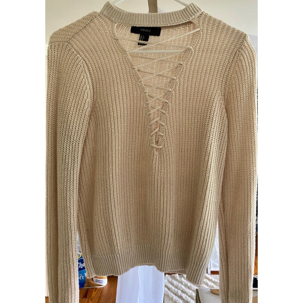 MOVING SALE‼️Tan crossover sweater